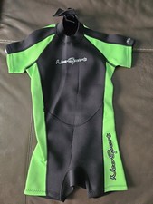 NEOSPORT Wetsuit Kids Neon Green Black Short Rash Guard Short Sleeve size 6T