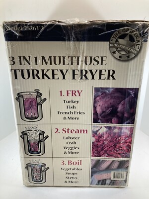 The Original Outdoor Cooker 3 In 1 Multi Use Turkey Fryer With steam Basket NIB