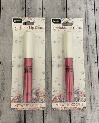 B COLOR SPRINKLE LIP GLOSS HOT PINK FULL LIP SHINE LIPGLOSS B PURE- NEW!  S/2