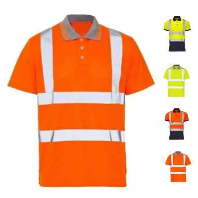 Hi Viz Vis Polo T-Shirt -Security Work Top with High Visibility ...