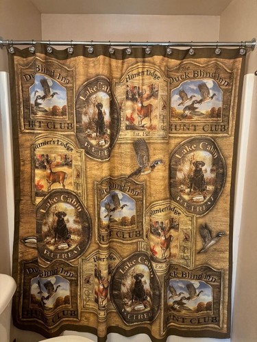 BLONDER HOME ACCENTS RUSTIC COUNTRY CABIN WILDLIFE FABRIC SHOWER CURTAIN #385 - Picture 12 of 12