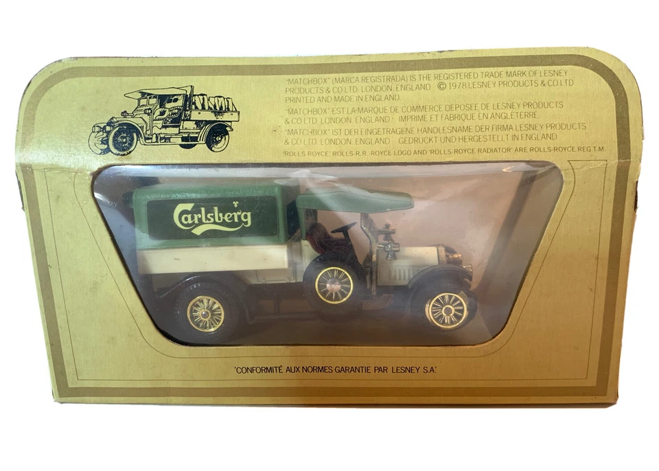 Modelos Matchbox de antaño 1918 Crossley Carlsberg Y-13 en caja Foto 3 de 4