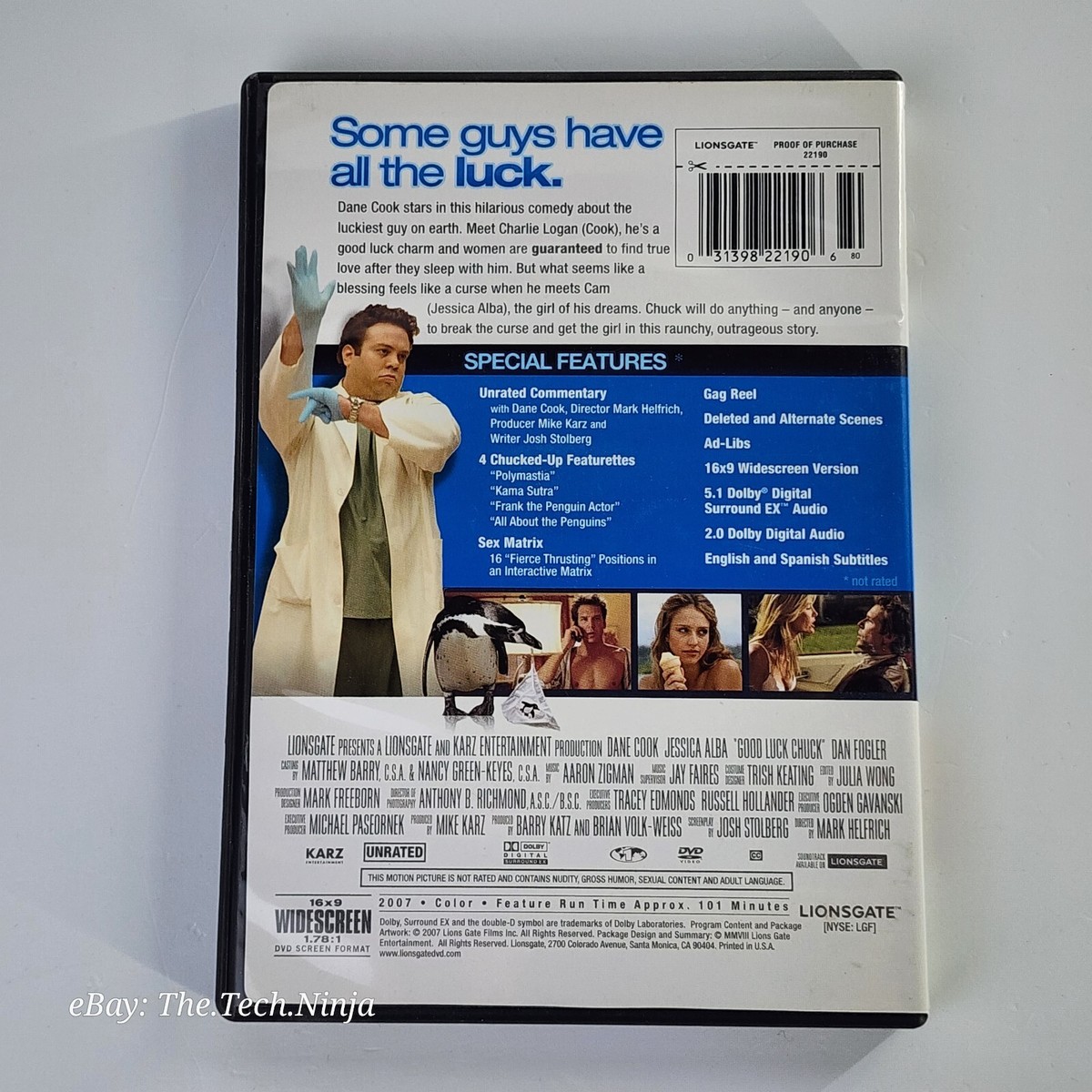 Good Luck Chuck (DVD, 2007, Unrated) Dane Cook, Jessica Alba, Dan
