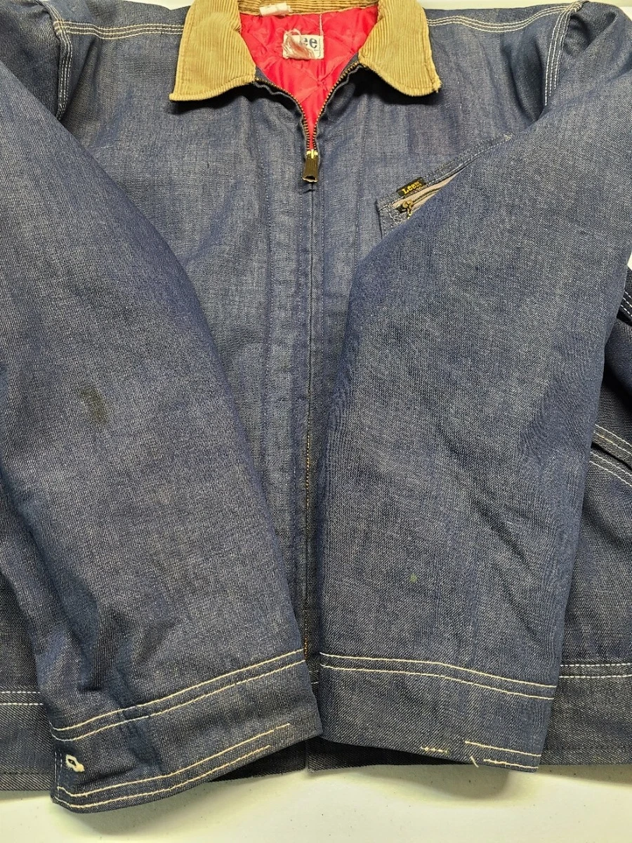 Men's Vintage 60s-70s Lee 91-LB 191-LB Blue Denim Insulated Work Jacket size XL