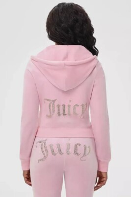 Juicy Couture ピンク ヨガウェア セット NEW! JUICY COUTURE Velour OG Bling Tracksuit Hoodie Pants Set