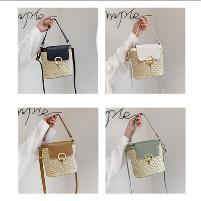 Frauen Ladyie Wicker Handtasche Totes Strand Stroh Eimer Sommer Tasche Schulter