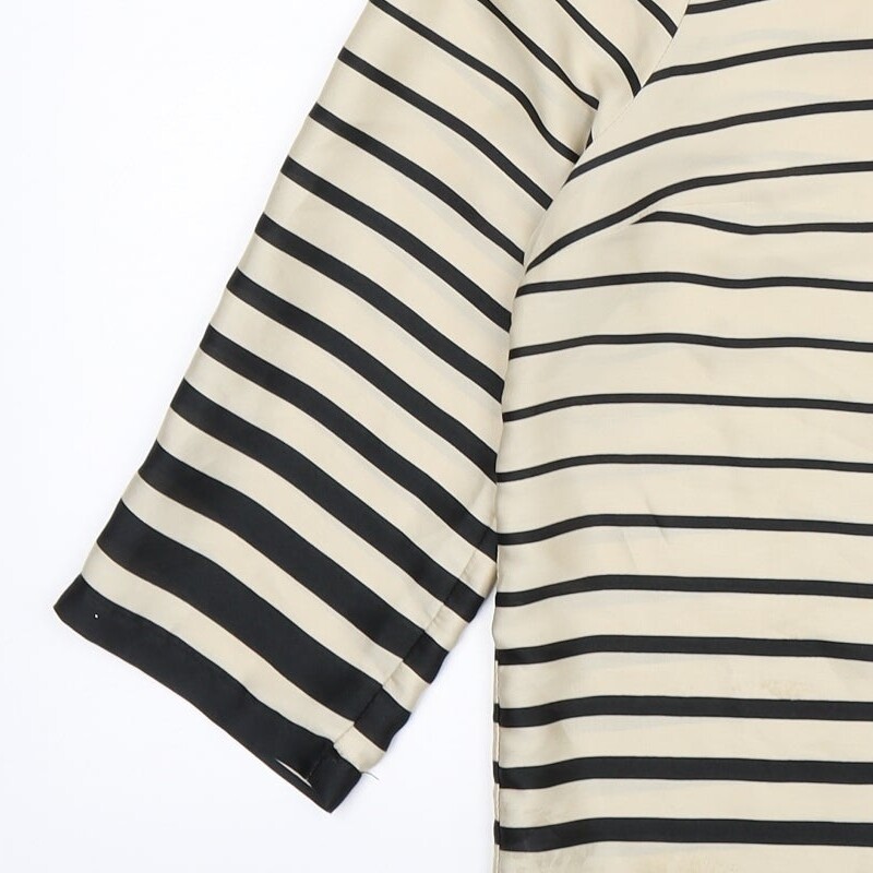 Womens Gold Striped Polyester Blend Basic Blouse … - image 9