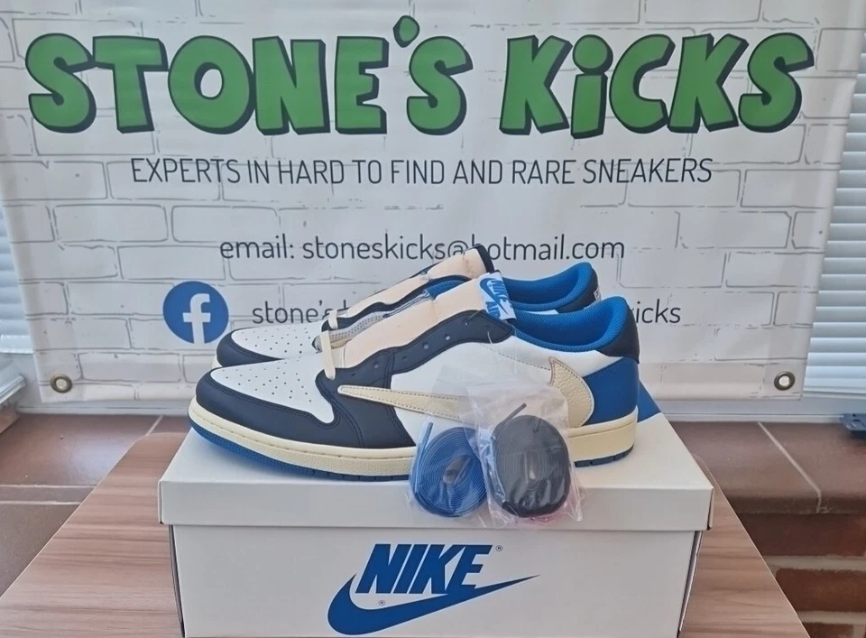 Size 12 - Jordan 1 Retro x Fragment Design x Travis Scott Low Blue - Image 3 of 4