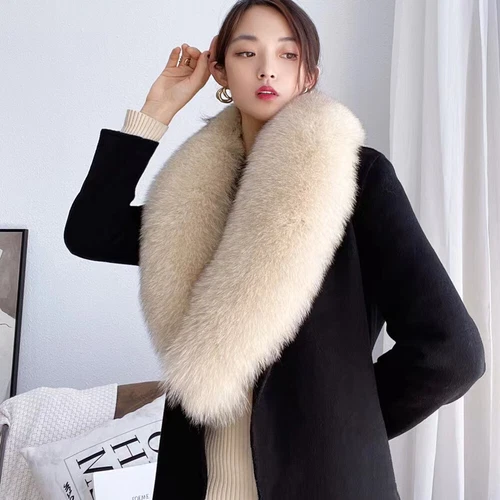 100CM Real Fox Fur Scarf Collar Women Winter Neck Warm Fox Scarves Unisex Shawl - Bild 4 von 47