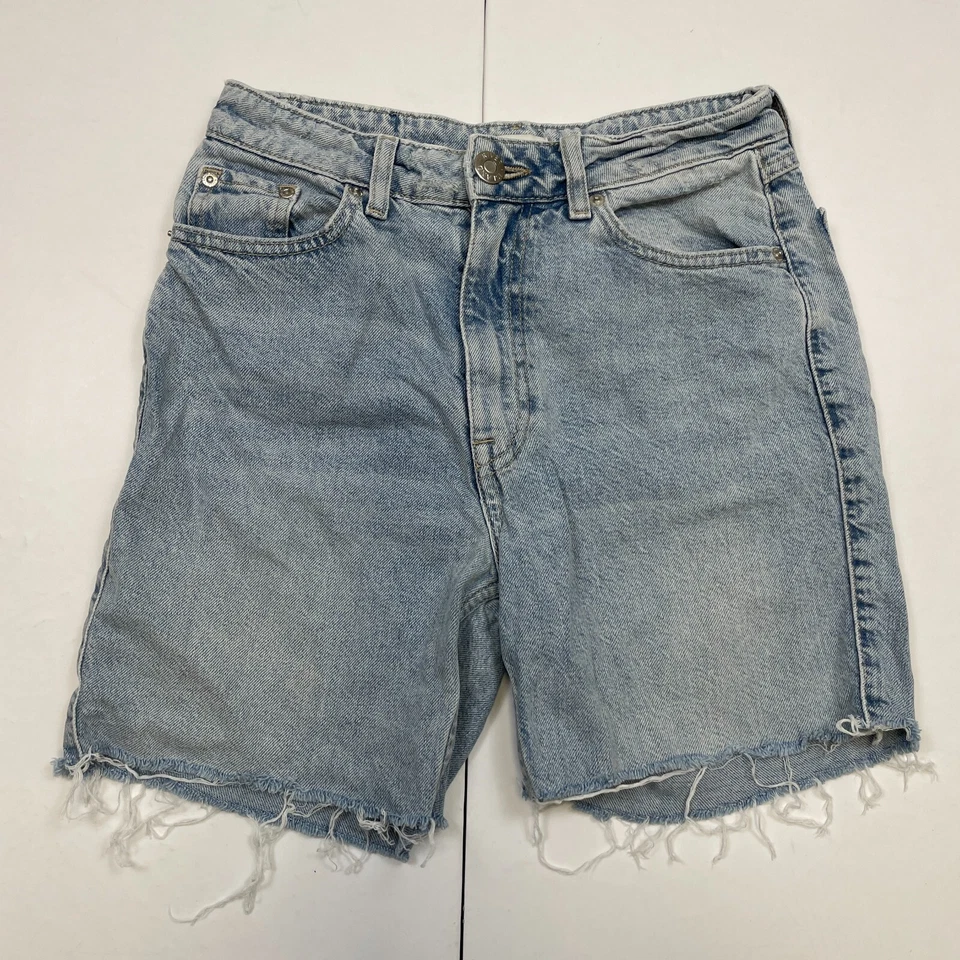 River Island Shorts 8 Blue Pockets 100% Cotton Distressed Ripped Cut Off Frayed - Image 2 of 4
