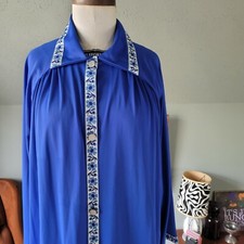 Vintage Lorraine Nightgown robe, 60s 70s blue sleep ware