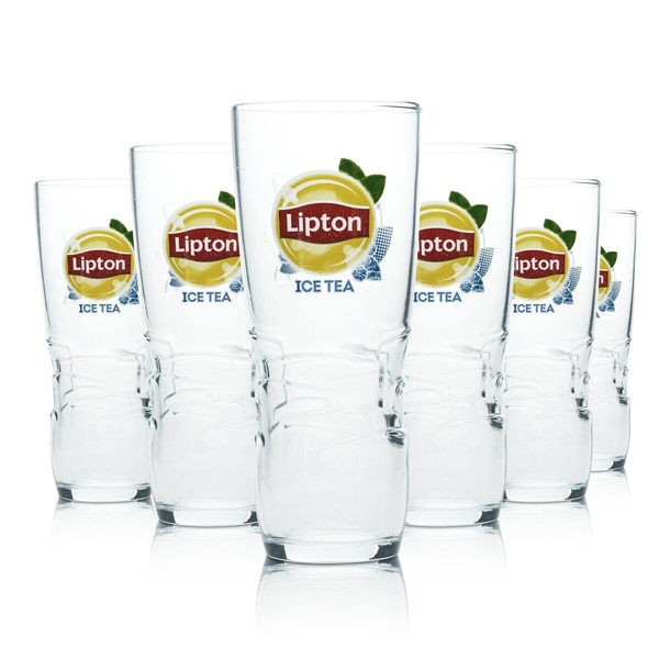 6X Lipton Eistee Glas 0,3L Becher Kontur Longdrink Cocktail GläSer Gastro Bar-image