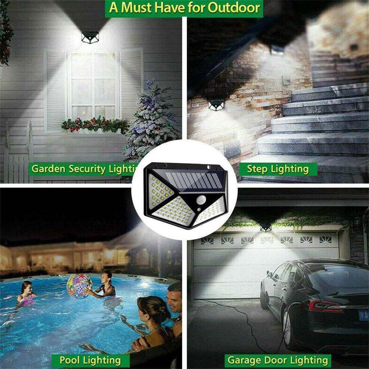 100LED Solar Wall Lights PIR Motion Sensor Outdoor Garden Security Lamp Lighting