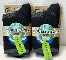 New Wrightsock Double Layer Escape Crew 2-PAIR No Blisters Women 4-6 SMALL (W16)