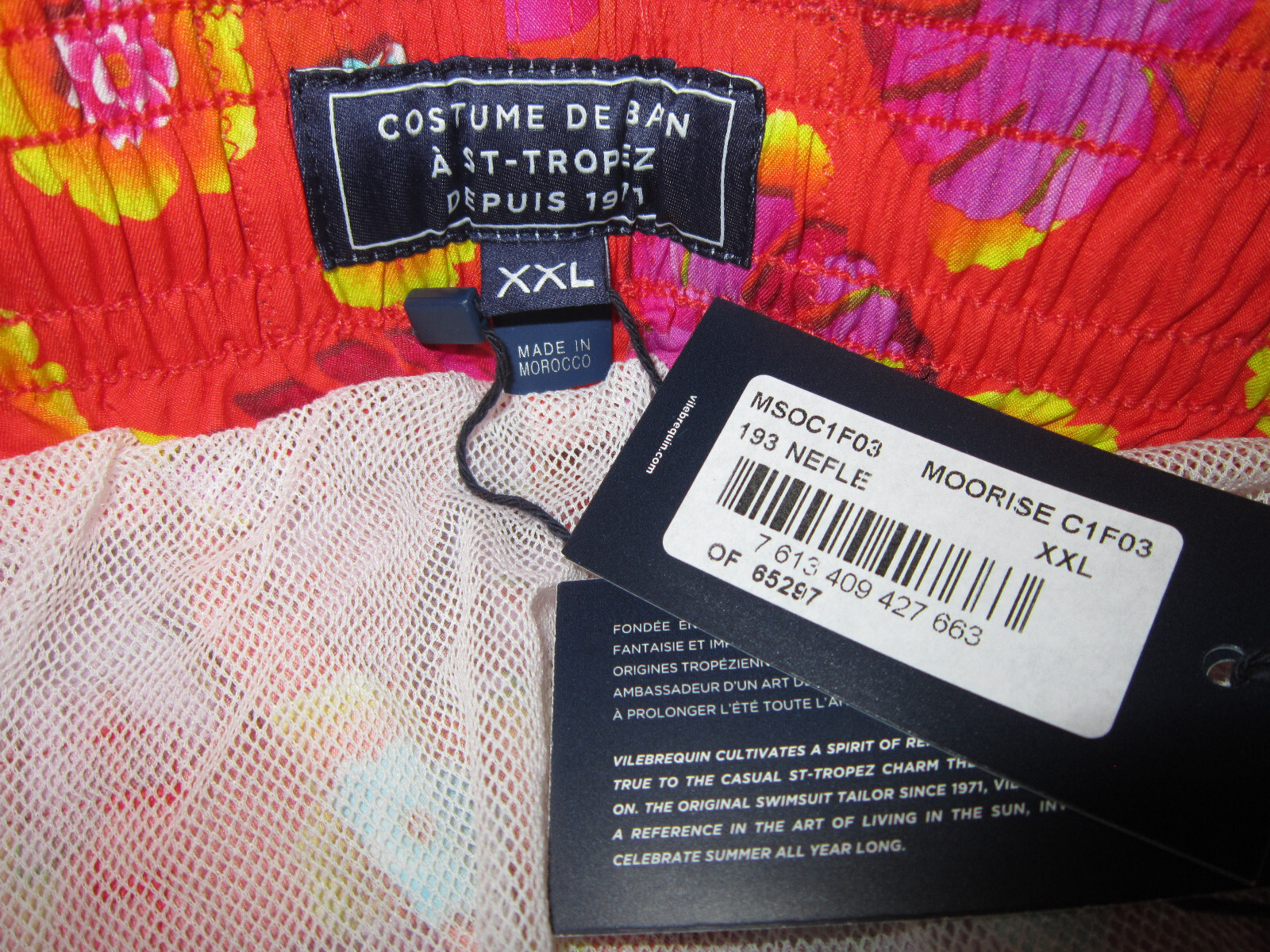 VILEBREQUIN Moorise Swim Trunk Trunks NEFLE Multicolored Sz 2XL $310