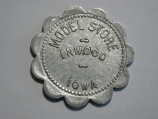 vintage Inwood Iowa TRADE TOKEN ** Model Store ** Good For $1oo
