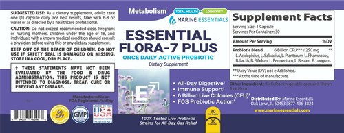 Essential Flora 7 Plus - 700mg Complete Probiotics for Women and Men 2 Bottles - Picture 3 of 4