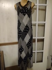 Carole Little maxi dress floral patchwork black white size 4 rayon vintage USA