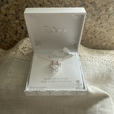NIB Disney Minnie Mouse Bowtiful Fine Silver Plated/Rose Gold Bling Necklace
