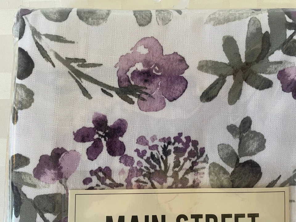 KOHLS Main Street Dining Set TABLECLOTH ~ PLACEMATS ~ NAPKINS Purple Gray Floral - Image 4 of 4