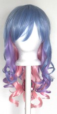 20'' Layered Loose Curly Cut w/ Long Bangs Saxe Blue, Lavender Purple, Pink Wig