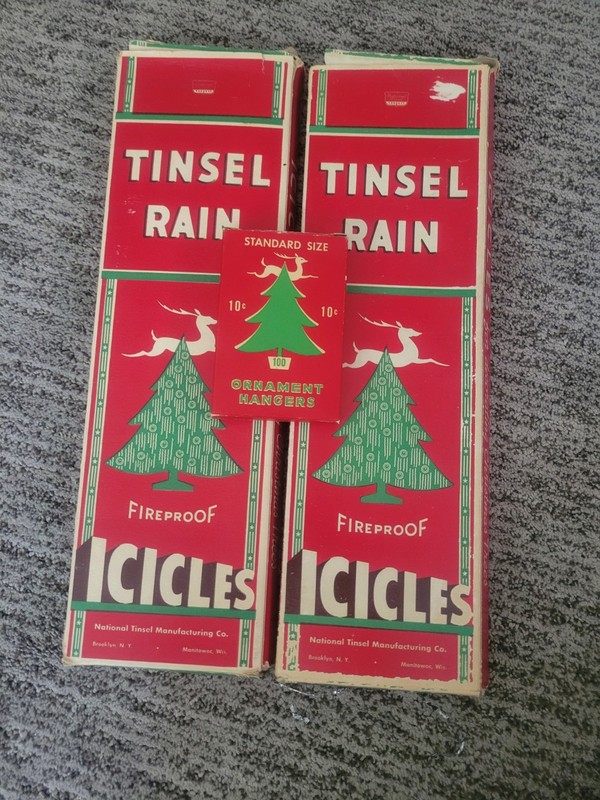 Vintage Christmas  Icicle Tinsel Ornament Hooks Decorations
