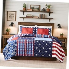   Size Quilt Set, 100 Soft  Reversible Bedding, Full/Queen Americana