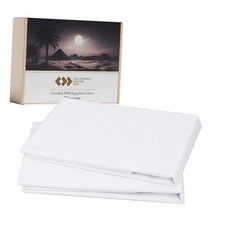 100 Egyptian Cotton Pillow Cases Queen Size Set Standard / Queen Bright White