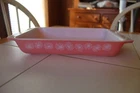 Vintage Pyrex Pink Daisy Space Saver Casserole Dish 548B 1 1/4 Quart Excellent!