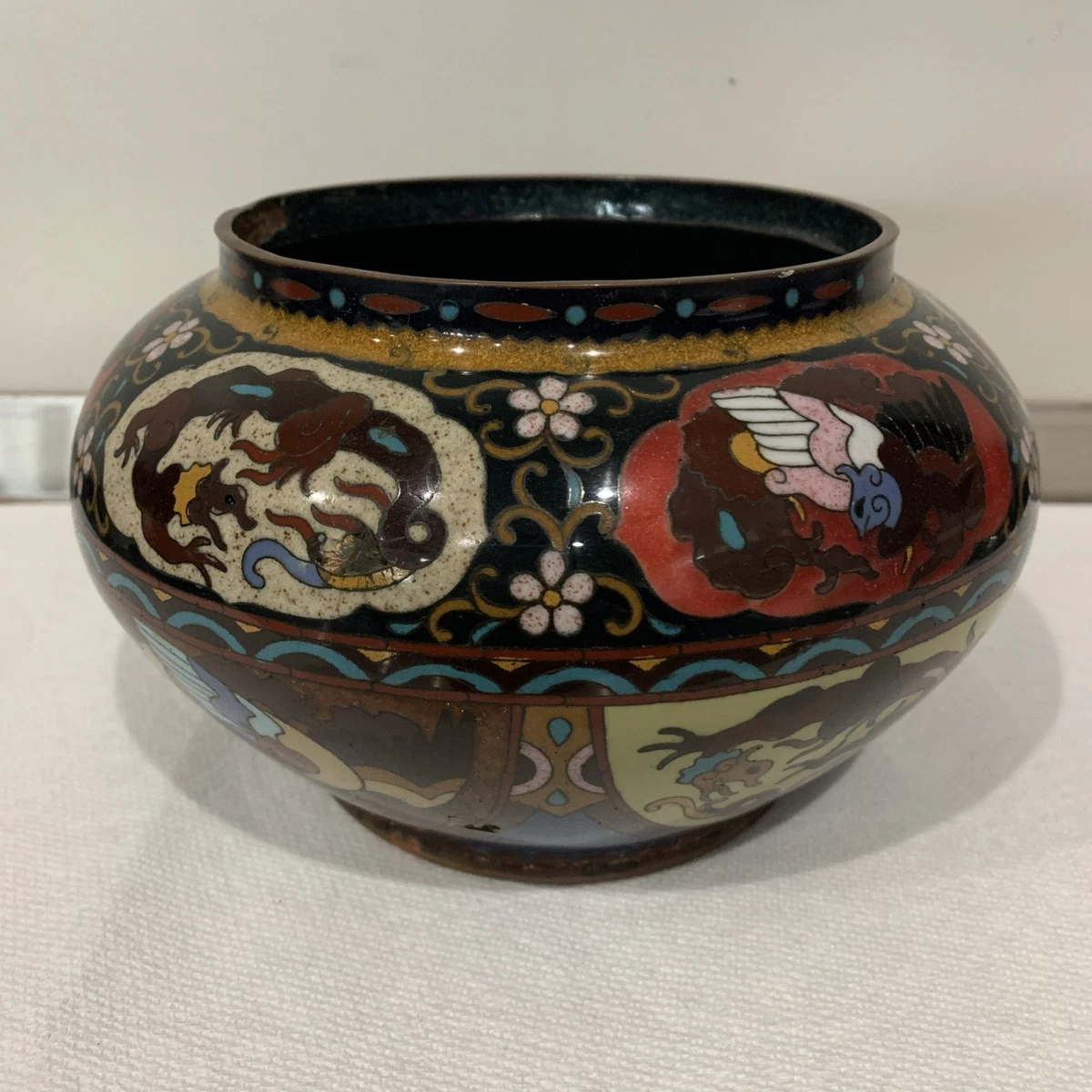 日本景泰蓝龙在日本古董花瓶| eBay