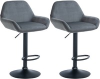 2Er Set Barhocker Braga Samt Schwarz Dunkelgrau