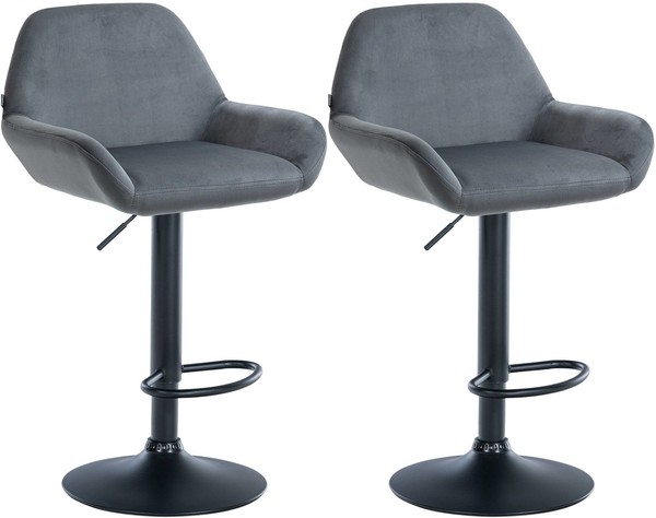 2Er Set Barhocker Braga Samt Schwarz Dunkelgrau-image