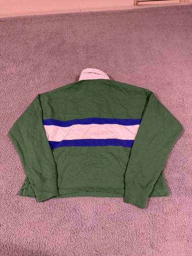 Abercrombie & Fitch Shirt Womens Large Green Rugby Polo Green Cropped Preppy - Picture 5 of 8