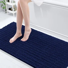Arotive Luxury Chenille Bathroom Rug Mat, Extra Soft Thick 70" x 24", Navy 