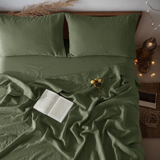 100 French Pure Linen Sheet Set 4Pcs, 16" Deep Pocket Queen Size