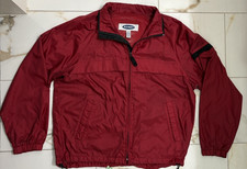 Old Navy Navy Vintage Red Windbreaker Full Zip Adjustable -Size M