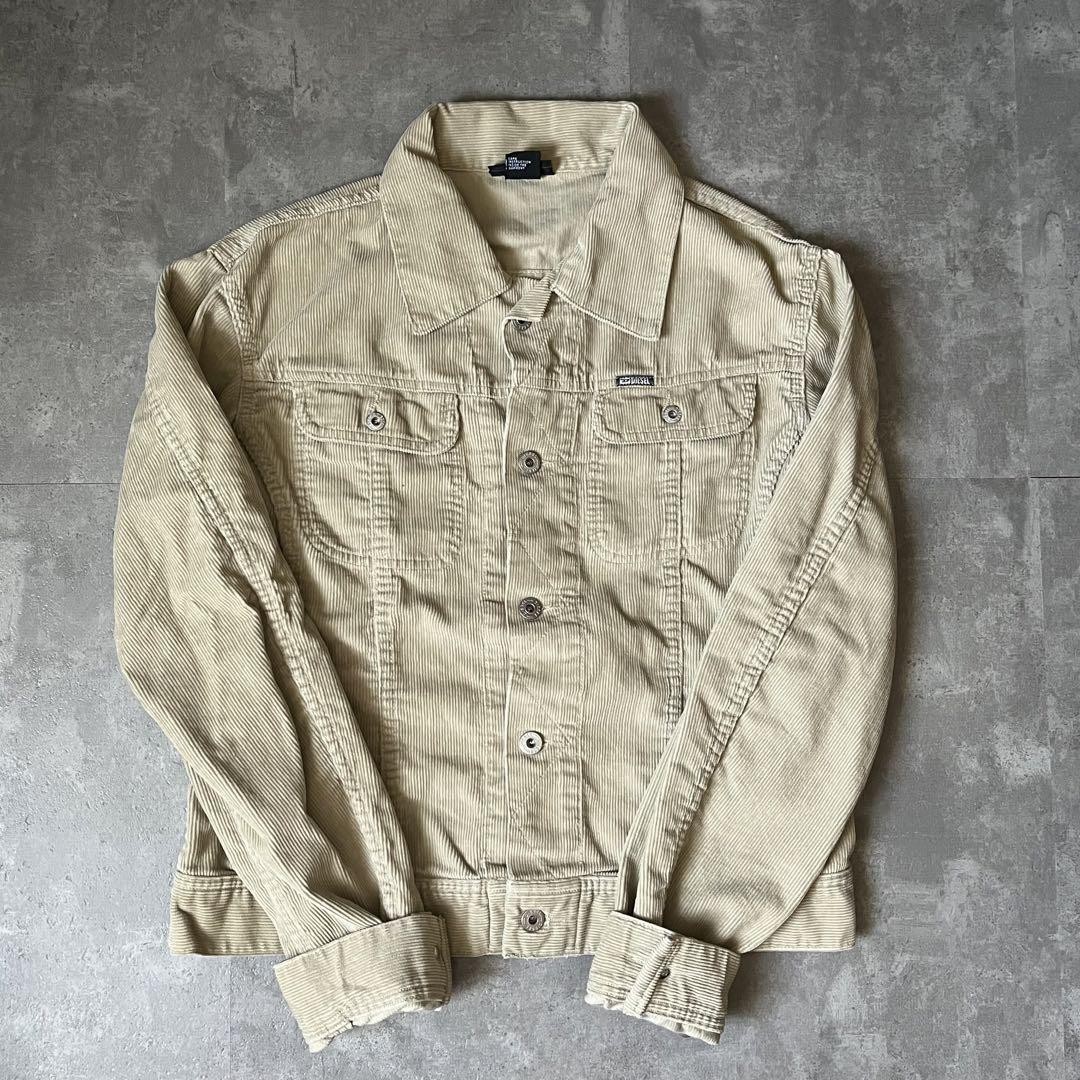 ジャケット・アウター Diesel beige corduroy tracker jacket Diesel Men L Beige Corduroy Tracker Jacket Luxury Casual
