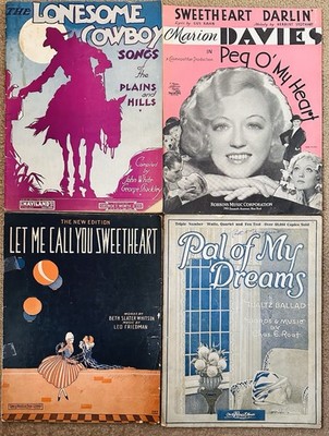 Antique 1920s Sheet Music Lot: Let Me Call You Sweetheart, Peg O  My Heart &More