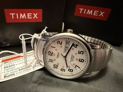   Timex Easy Reader Expansion Band Wristwatch Silver Day Date Silver 35m