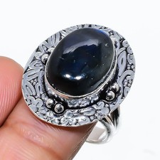 Natural Labradorite Gemstone 925 Sterling Silver Jewelry Ring Size 9 US 