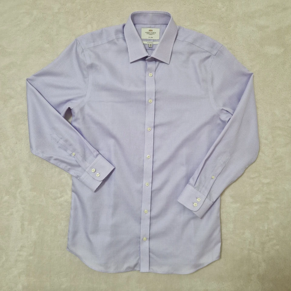 Camicia elegante Hawes & Curtis 16 34 viola fantasia aderente slim fit non fe... - Immagine 4 di 4