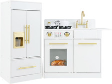 Play Kitchen Set, Kids Children Pretend Toy Kitchen 2-Piece Playset with Refrige