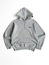 Vintage 90's Nike Basic Mini Swoosh Hoodie Gray S
