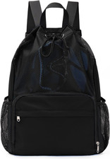 Drawstring Backpack Sports Gym Bag with Wet Pocket Swim Bag Mesh Drawstring