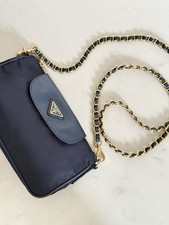 Prada Nylon Saffiano Leather Shoulder Crossbody Bag Authentic