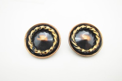 Very Nice Vtg Copper Mod Design Clip Earrings