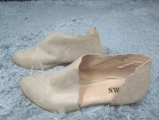 Womens 7.5 Beige d'Orsay Flats Casual Slip On Glory-6 Shoes