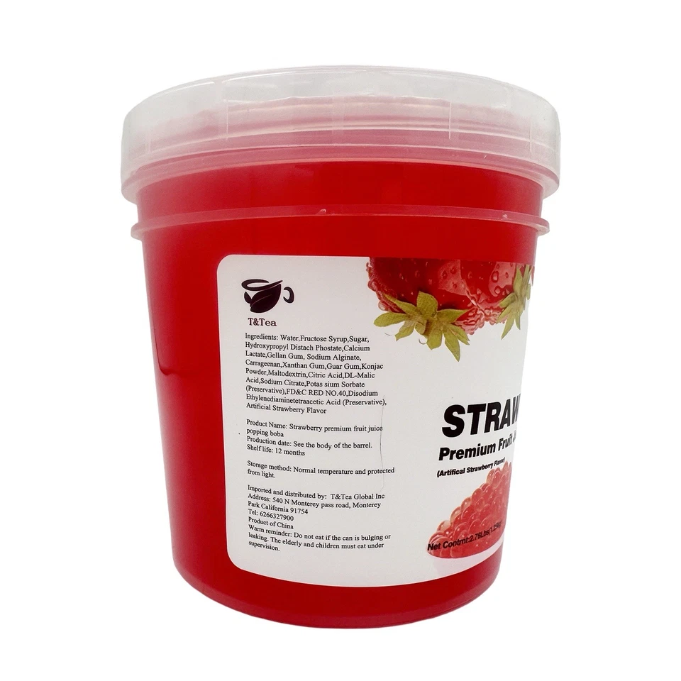 Жемчуг клубничный лопающийся Bursting для десертной начинки Boba Tea 2,76 фунта - Изображение 4 из 4