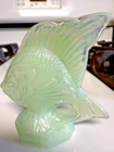 Fenton Glass Fish Angel Sun Green Mother of Pearl Logo Ex Cond Rare Vtg-Stunning