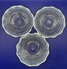 Vintage Anchor Hocking Opalescent Moonstone Hobnail Dessert Bowls, Set of 3